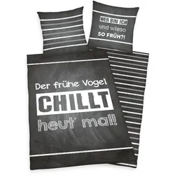 Herding Sprüche Bettwäsche Größe 80x80 + 135x200 cm