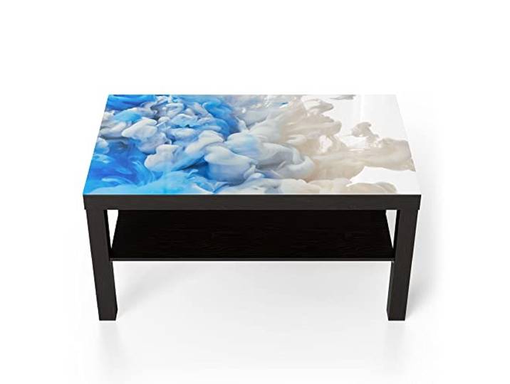 DEQORI Glastisch schwarz groß 90x50 cm Motiv Zweifarbiger Qualm ausgefallener Beistelltisch aus Glas Hochglanz Couchtisch fürs Wohnzimmer moderner Couch Tisch mit Design
