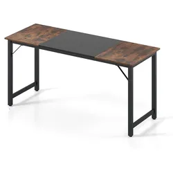 COSTWAY Conference Table 160 x 60 cm, Meeting Table with Metal Frame, Office Table, Industrial Wooden Seminar Table