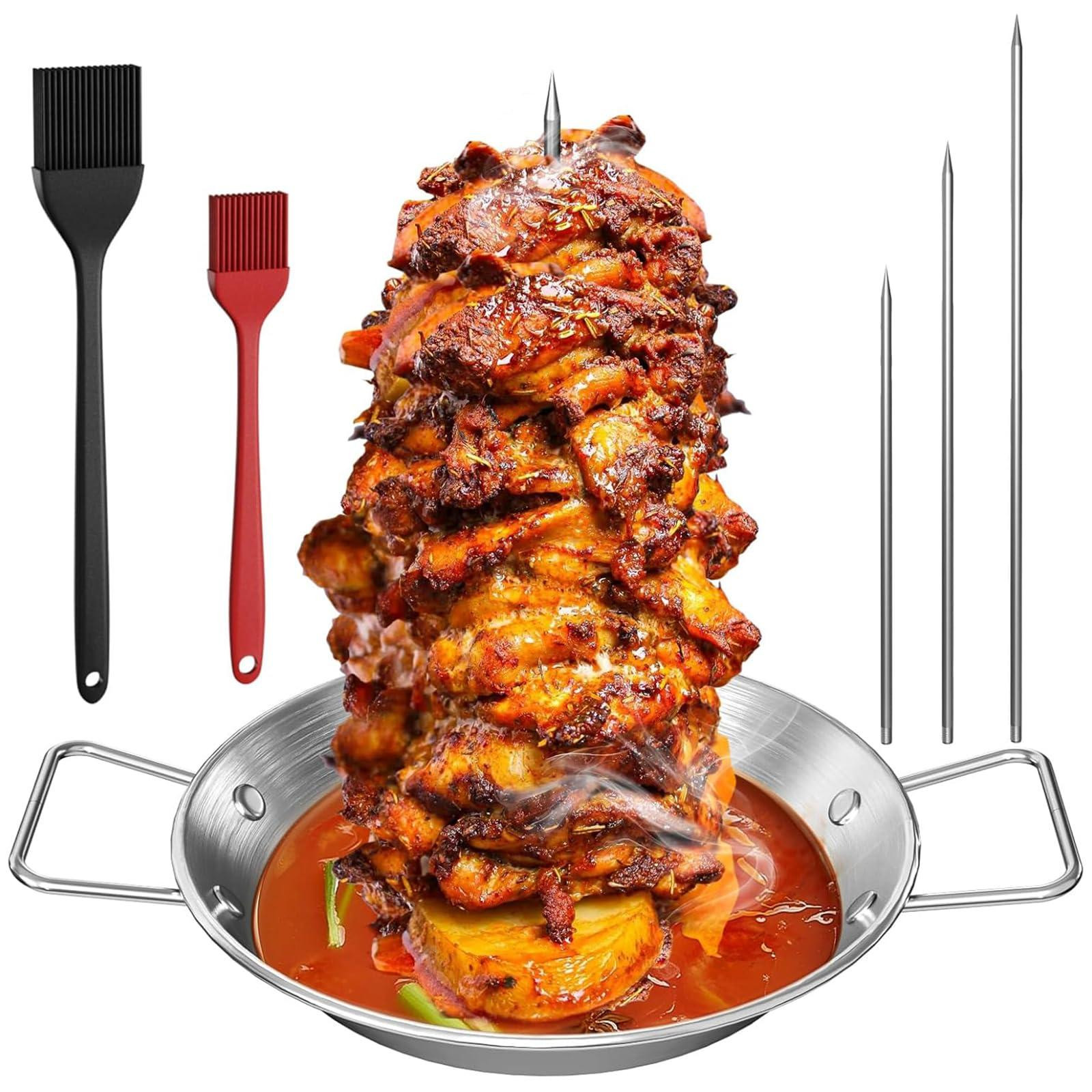 Verticale spieshouder van roestvrij staal met 3 reservepunten en grillplaat voor in de keuken