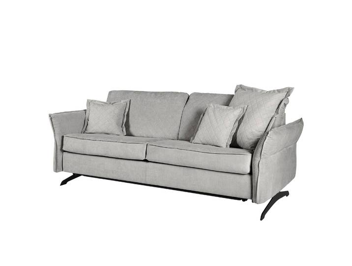 Schlafsofa Kallaste mit Matratze Silber/Silbergrau Flachgewebe 212cm Modern