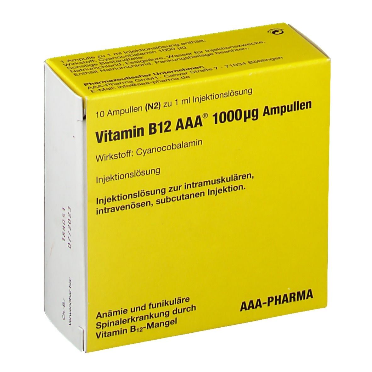 Vitamin B12 AAA 1000 µg Ampullen Injektionslsg. 10x1 ml
