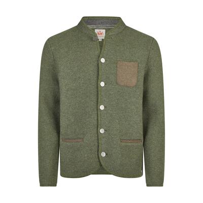 Trachtenstrickjacke SPIETH & WENSKY "Spieth & Wensky Strickjacke Kolja", Herren, Gr. L, grün (oliv), Obermaterial: 50% Wolle WO. 50% Polyamid PA., uni, regular fit, Strickjacken, mit bequemer Passform