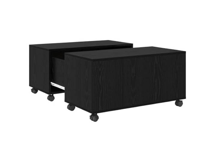 IBUQDDV Couchtisch Schwarz Eichen-Optik 75 x 75 x 38 cm Holzwerkstoff Quadratische Form, moderne Optik, robuste Platte, schneller Aufbau, für Wohnzimmer und Lounge