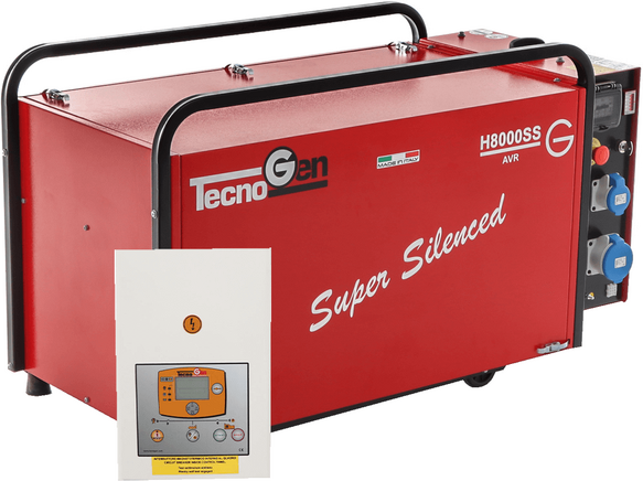 TecnoGen H8000SS/A - Benzin-Stromgenerator 5.8 kW leise - Dauerleistung 5,2 kW - 230V + ATS