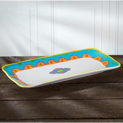 "Euro Ceramica Galicia 15.8"" Rectangular Serving Tray   Appitizer Platter - 15.83 in. x 7.88 in. x 1.38 in."