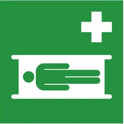 Rettungsschild als Symbol Krankentrage nach ISO 7010