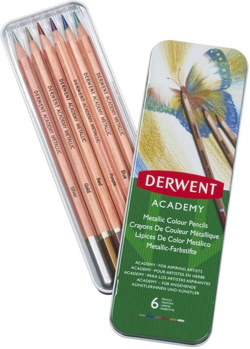 DERWENT - ACADEMY - Boîte métal 6 crayons couleur
