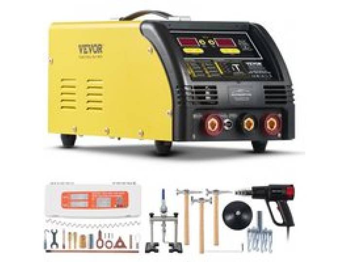 VEVOR Dual Ausbeulspotter Deluxe AL/Fe Dellenreparatur-Set, 5-kW-Schweißgerät mit automatischem/manuellem Schweißen & 10 Modi, Punktschweißgerät für die Reparatur von Autoteilen aus Stahl & Aluminium