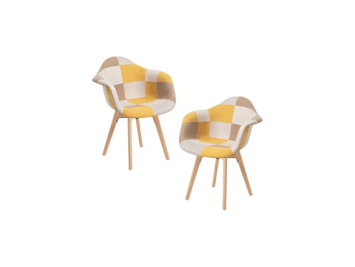 2er Set Belu Patchwork Stühle - Gelb