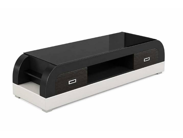 Xlmoebel Lowboard Premium TV-Lowboard schwarz mit Stauraum Schubladen Glasplatte (TV-Lowboard, 1 St., 1-tlg)