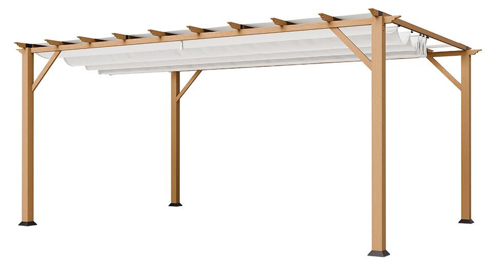 Paragon Outdoor Aluminium Pergola Florenz 1116 Holzoptik hellbraun/weiß 350x505x236 cm
