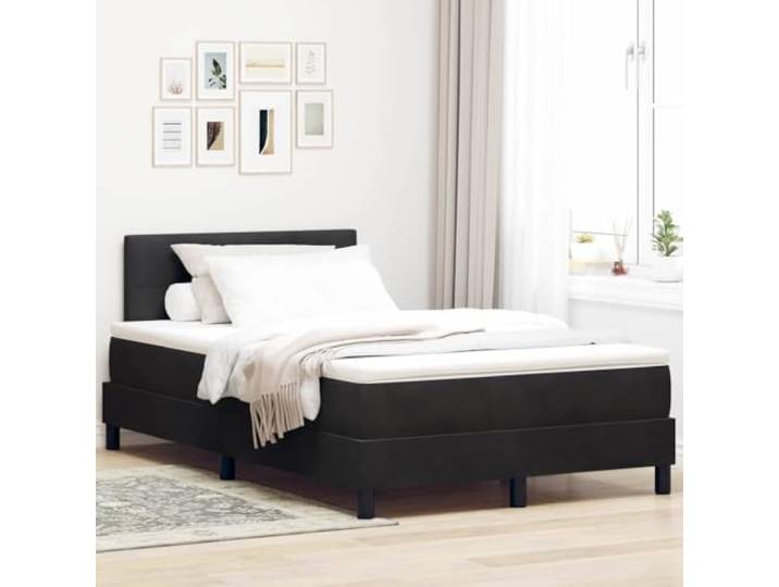 WDGJJFECNMUEHI Samt LED Beleuchtung Schlafzimmer 120 x 190 cm Schwarz LED Boxspringbett mit Matratze 120x190 Schwarz Samt Bett mit RGB LED Kopfteil verstellbar Taschenfederkern