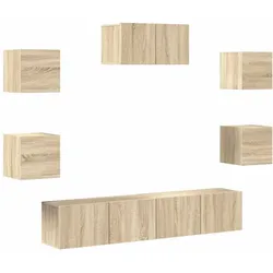 vidaXL 7-tlg. TV-Schrank-Set Sonoma-Eiche Holzwerkstoff