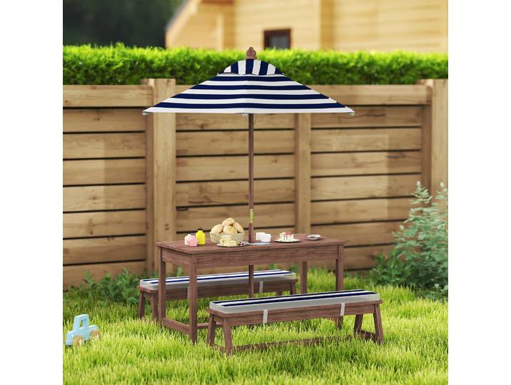 AIYAPLAY Salon Jardin Enfant Extérieur avec Coussins et Parasol