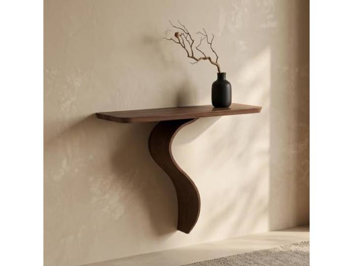 Schmaler Konsolentisch für Flur & Wohnzimmer, Moderner Beistelltisch Robuster Metallrahmen, Platzsparendes Design, Einfache Montage, Vielseitiger Akzenttisch(Walnut)