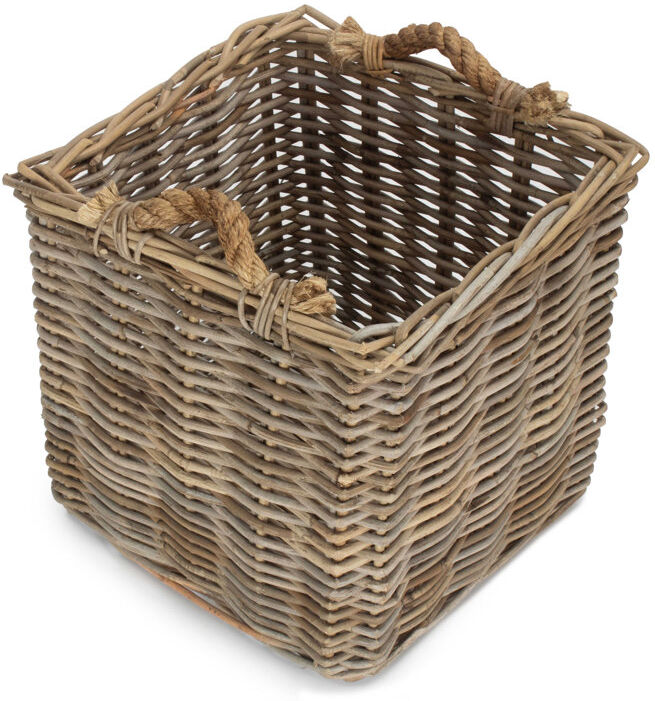 Union Rustic Angie Rattan Log Carrier Basket Grey 34cm x 33cm W x 33cm D