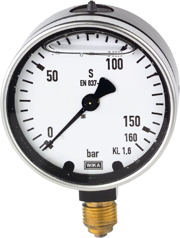 Riegler Glyzerinmanometer, Metallgehäuse, G 1/4 unten, 0 - 10,0 bar, Ø 63 (707)