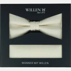 Fliege + Einstecktuch Set Beige