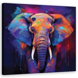 WANDBILD elefant tiere farbig