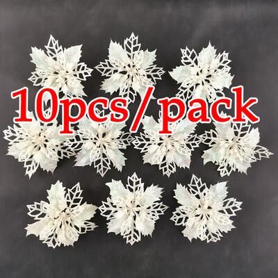 Multicon Wholesale Hub Artificial Christmas Tree, Glitter Flower Decorations, Xmas Ornaments, New Year Gift white
