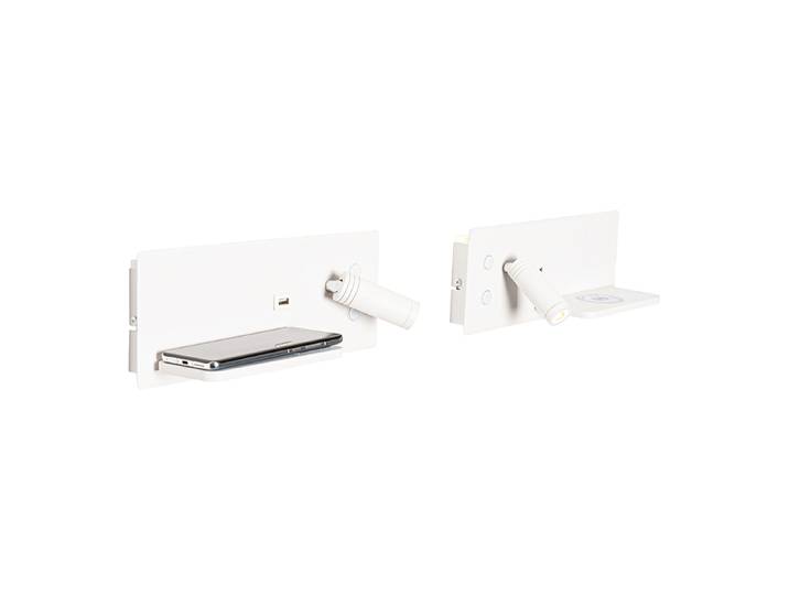 Ensemble de 2 appliques murales blanches avec LED, port USB et