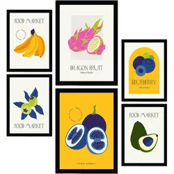 POSTER Set Mit 6 Lebensmittel Und Ernährungs Beeren A3 & A4 Rahmenlos