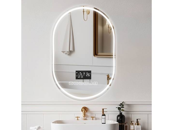 Miroir Lumineux Salle de Bain - 3 Températures - Anti-Buée avec Bluetooth - Mural - 60x90 cm