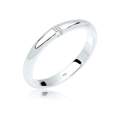 Verlobungsring ELLI DIAMONDS "Ring Diamant 0.045 ct. Klassik Verlobung 925 Silber" Gr. 52, weiß, Fingerringe, Damen, 52, Silber 925 (Sterlingsilber), Verlobungsring