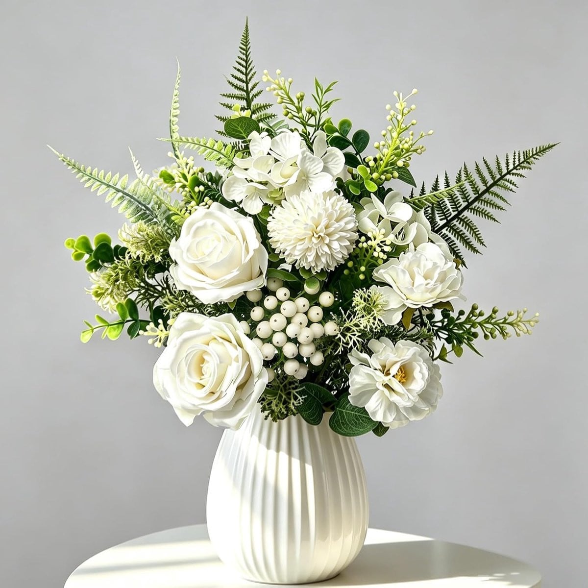 Rollway Witte Kunstbloemen Boeket met Eucalyptus voor Decoratie