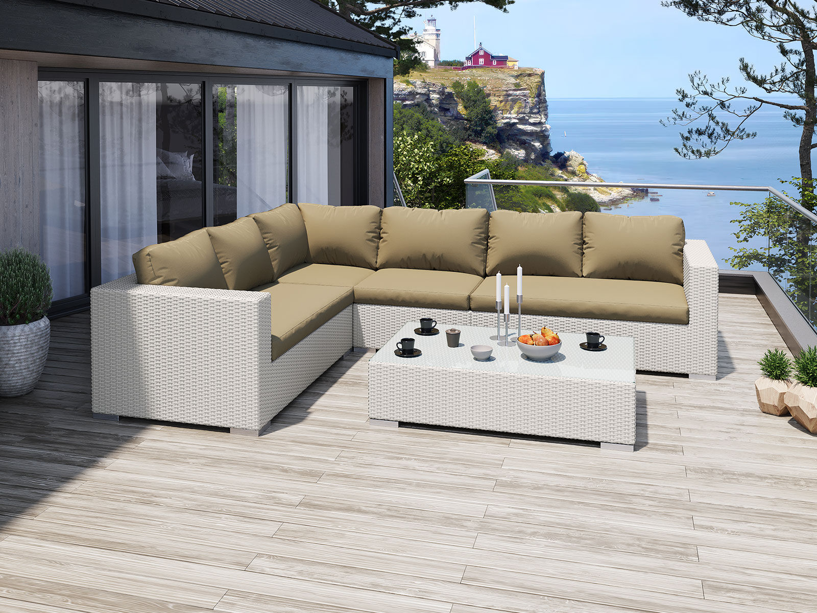 Moonlight Dream Elite Loungesæt - Hvid Polyrattan