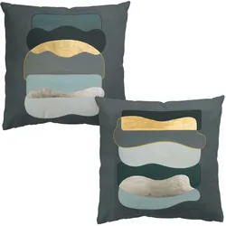 DEKOKISSEN 2er-Set Formen Muster auf Dunkelgrau Duo 50/50 cm