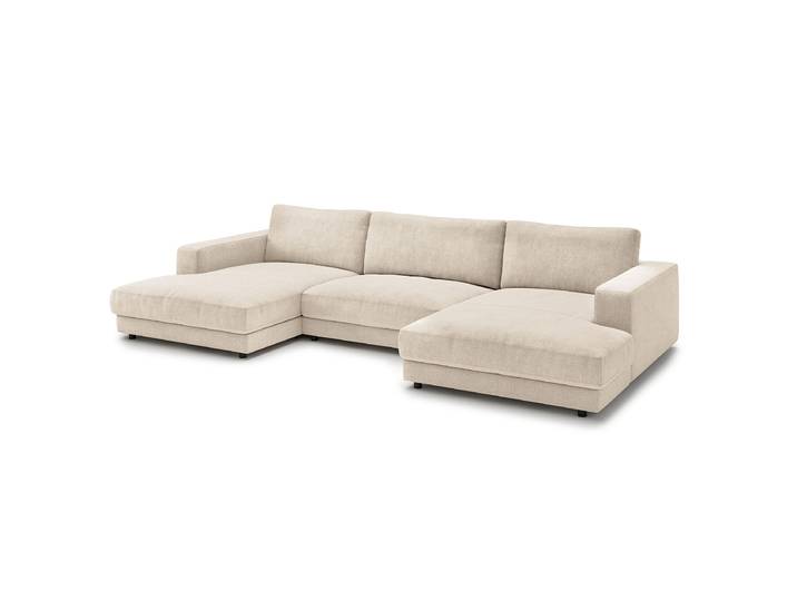 Wohnlandschaft Beige Webstoff Noelia 190cm Gleichschenklig Modern Polyurethanschaum
