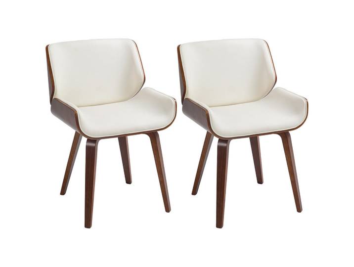 ComfortXL Esszimmerstühle 2er-Set De-13209 Vintage-Stil Weiß/Braun, Holz, 53x81x54 cm, Esszimmer, Stühle