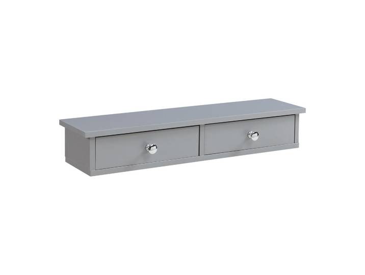 [en.casa] Wandregal Geeste, Hellgrau, 2 Schubladen, Rechteckig, 15x10x60 cm, Wohnzimmer, Regale, Wandregale