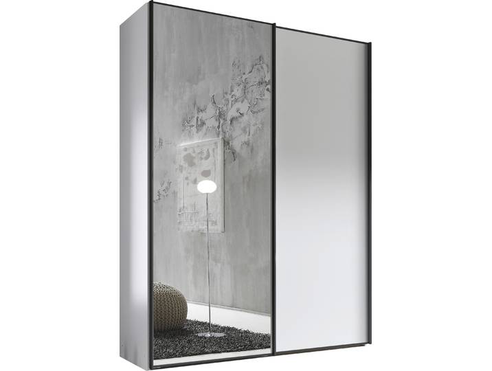 Schwebetürenschrank, Holzwerkstoff, Weiß, 188×222×68 cm, Mit Spiegeltüre, Modern, STAUD