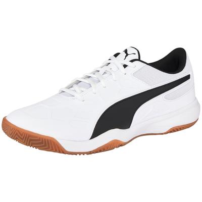 Hallenschuh PUMA "TENAZ", Herren, Gr. 47, schwarz-weiß (puma weiß, puma schwarz, gum), Synthetik, Schuhe Hallenschuh, für Mannschaftssportarten, mit IMEVA-Dämpfung