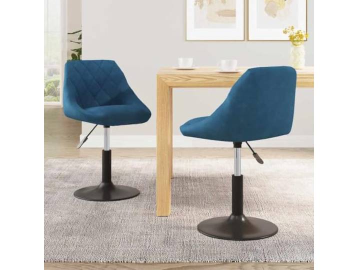 Esszimmerstühle, drehbar, 2 Stück, blau, Velours, mit Verstellbarkeit Weicher Sitz, fließende Rotation, schwarz beschichteter Stahl, täglicher Gebrauch, modernes Stück