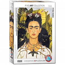 eurographics Puzzle - Selbstbildnis mit Dornenhalsketten und Kolibri von Frida Kahlo - 1000 Teile 300852