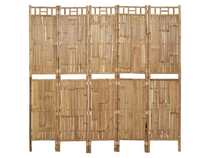 5-teiliger Trennwand Raumteiler Faltbar aus Bambus Paravent Umkleide Sichtschutz Spanische Wand Raumtrenner Natur 200x180 cm