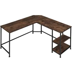 tectake Schreibtisch Hamilton 138x138x75,5cm  Industrial Holz Dunkel, Rustikal