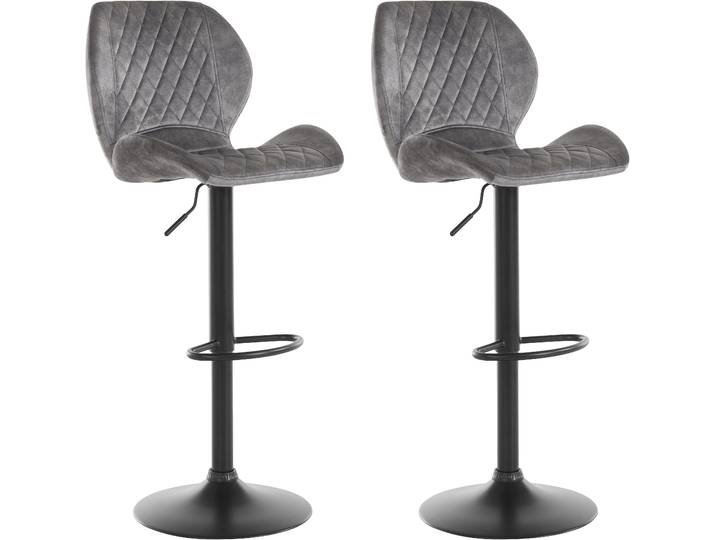 Barhocker HELA Sonja , grau (vintage grau, samtvelours velvet), B:42cm H:96cm T:51cm, Hocker, Barhocker, 2 Stück