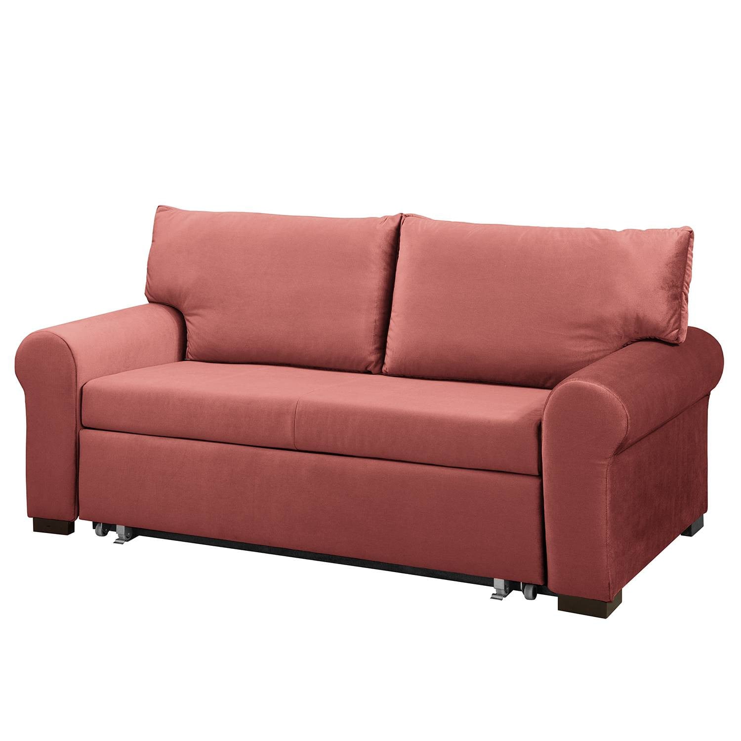 home24 Slaapbank Krysia Country Deluxe roze velours met slaapfunctie