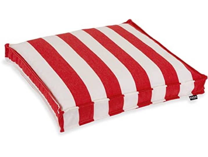 H.O.C.K. Classic Streifen Outdoor Sitzkissen Größen (50x50x5cm, Rot)