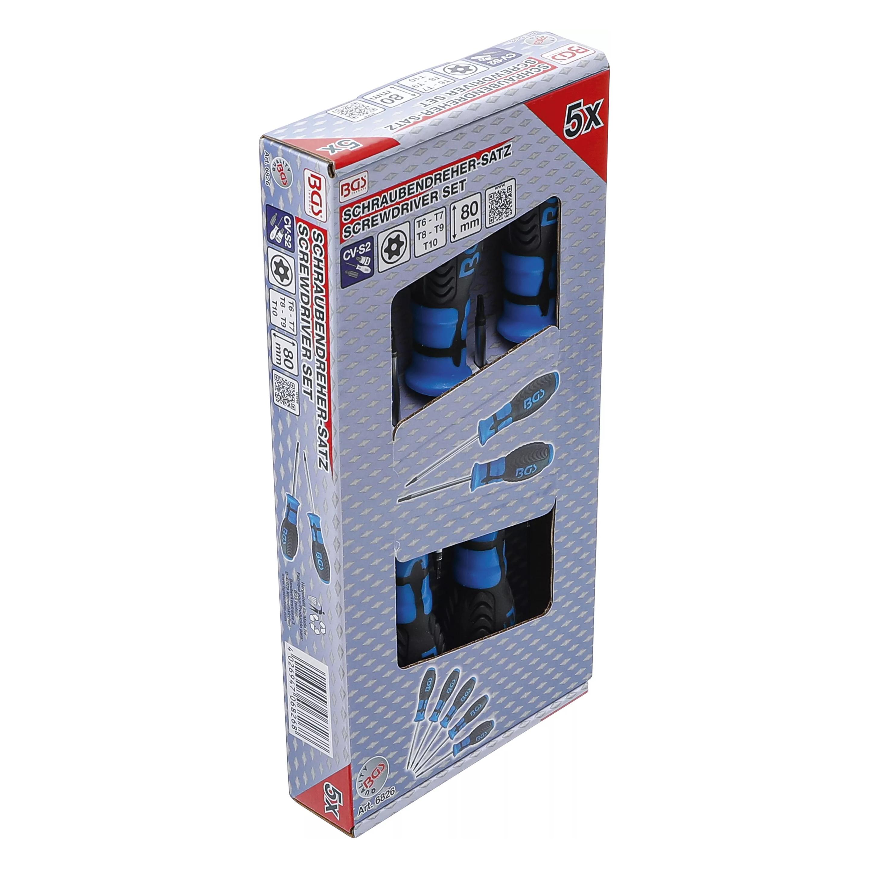 BGS Schraubendreher-Satz T-Profil (für Torx) mit Bohrung T6 - T10 5-tlg. (6826)