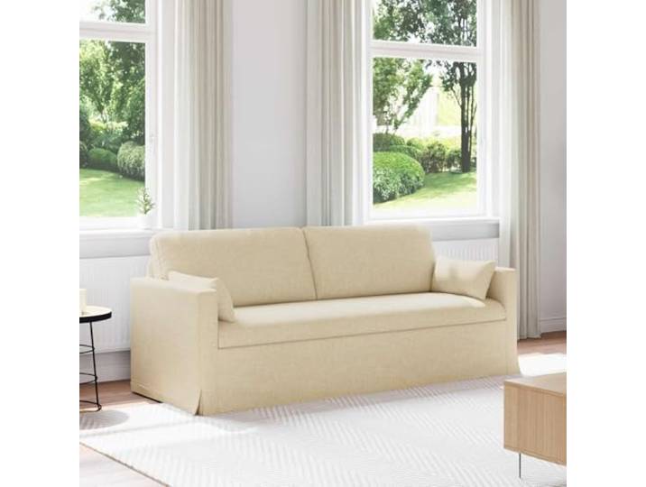 Molumvel Sofa, Stoff Couch für Wohnzimmer, 198 x 78 x 80 cm, Creme Modulares Design, Stabiler Metallrahmen, Bequeme Schaumstoff-Polsterung
