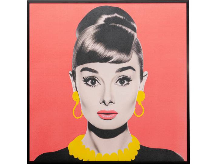 Bild mit Rahmen KARE DESIGN Gerahmtes Bild Diva 60x60cm , bunt (farbe bild(er): audrey hepburn), B:60,6cm H:60,6cm T:3,5cm, Papier, Polyresin, Bilder, Bild mit Rahmen, verschiedene Motive