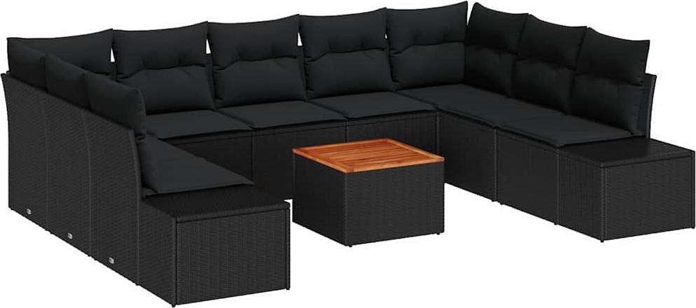 Garten-Sofa-Set mit Speicher 10 pcs Schwarz