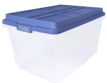 Hefty 72 Qt Hi-Rise Stackable Plastic Storage Container w/Lid, 6 Pack, Blue