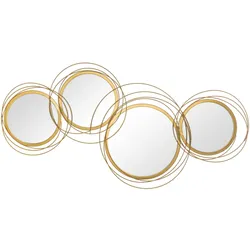 SPIEGEL-SET für Wanddekoration, Wohnzimmerdeko mit 4 runden Spiegel, Metall